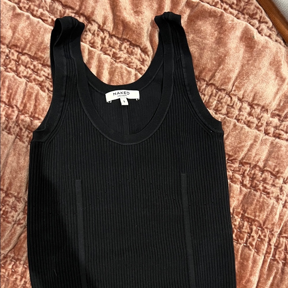 NakedCashmere Black Ribbed Tank Top cropped small. Worn 2-3 times